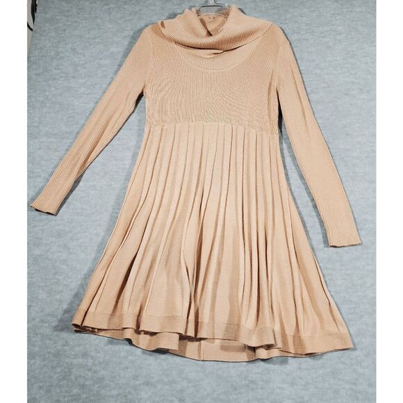 Calvin Klein Dress Womens XL Pink Metallic Acrylic Sweater Ribbed Hem Cowl Neck - Picture 1 of 6